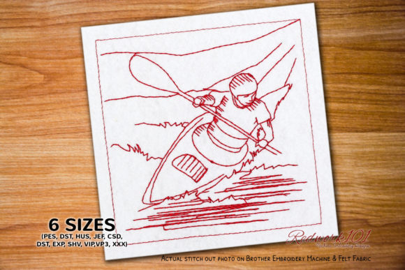 Boy Kayaking Embroidery Design Review for Boutique Apparel