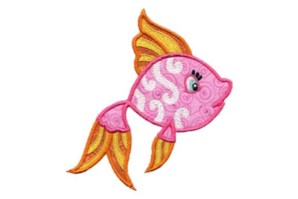 Pink Tropical Fish Embroidery for Boutique Apparel
