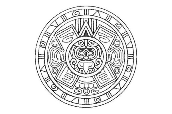 Practical Impressions of The Aztec Calendar Embroidery Design